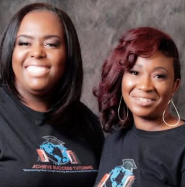 LaTishia Jordan and Aquarius Cain in Achieve Success Tutoring shirts